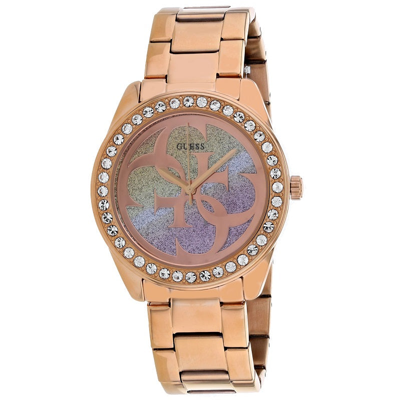 Guess G Twist Diamonds Rose Gold Dial Rose Gold Steel Strap Watch For Women - W1201L3 Buy Now By Guess