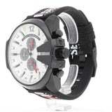 Diesel Mega Chief Chronograph Silver Dial Black Leather Strap Watch For Men - DZ4512 Buy Now By Diesel