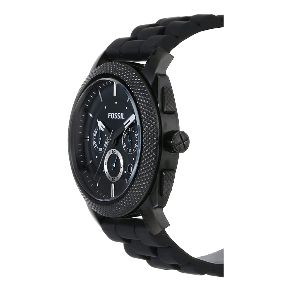 Fossil Machine Chronograph Black Dial Black Silicone Strap Watch for Men - FS4487 Buy Now By Fossil