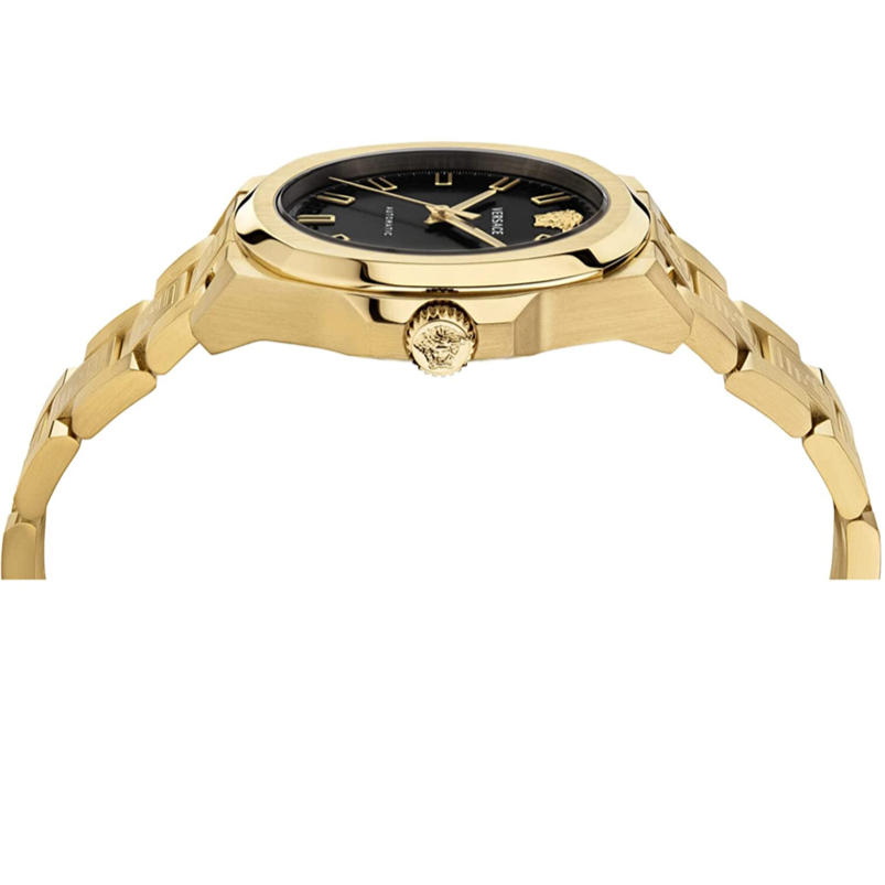 Versace Chain Reaction Quartz Black Dial Two Tone Steel Strap Watch for Men - VEDY00619 Buy Now By Versace