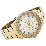 Guess Dazzler Diamonds Silver Dial Gold Steel Strap Watch for Women - W0335L2 Buy Now By Guess