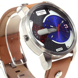 Diesel Mini Daddy Blue & Black Dial Brown Leather Strap Watch For Men - DZ7308 Buy Now By Diesel
