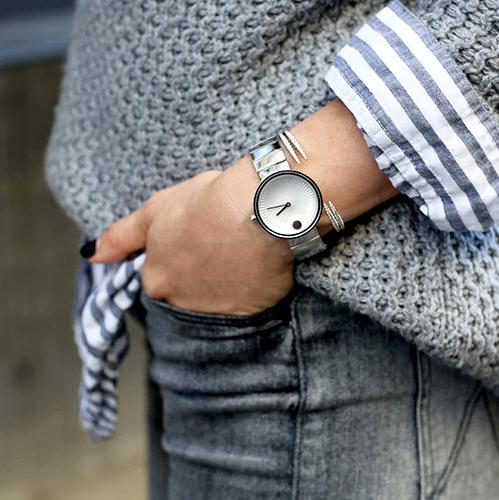 Movado Edge Silver Dial Silver Steel Strap Watch for Women - 3680012 Buy Now By Movado