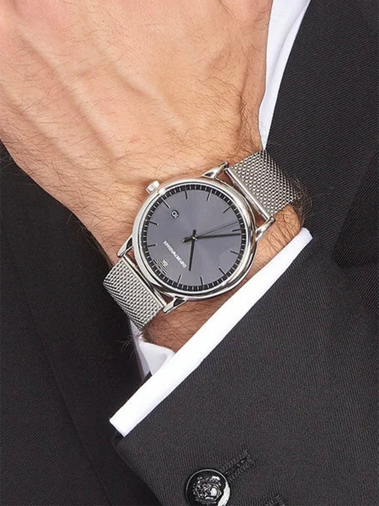 Emporio Armani Luigi Quartz Grey Dial Silver Mesh Bracelet Watch For Men - AR11069 Buy Now By Emporio Armani