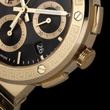 Versace Greca Chronograph Black Dial Gold Steel Strap Watch For Men - VEZ900421 Buy Now By Versace