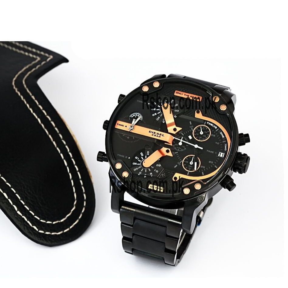 Diesel Big Daddy Chronograph Black Dial Black Steel Strap Watch For Men - DZ7312 Buy Now By Diesel