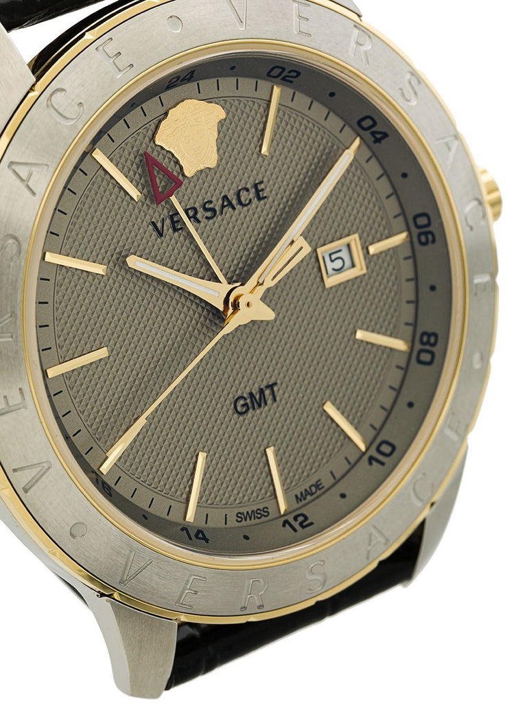 Versace Univers Beige Dial Black Leather Strap Watch for Men - VEBK00218 Buy Now By Versace