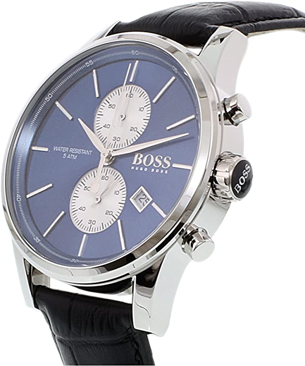 Hugo Boss Jet Blue Dial Black Leather Strap Watch for Men - 1513283 Buy Now By Hugo Boss