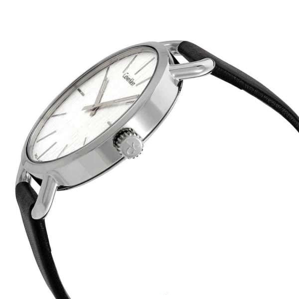 Calvin Klein Even Silver Black Leather Strap Watch for Women - K7B231C6 Buy Now By Calvin Klein