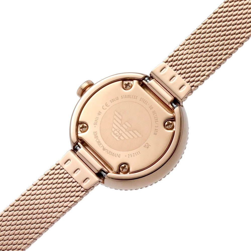 Emporio Armani Gianni T Bar Silver Dial Rose Gold Mesh Bracelet Watch For Women - AR1956 Buy Now By Emporio Armani