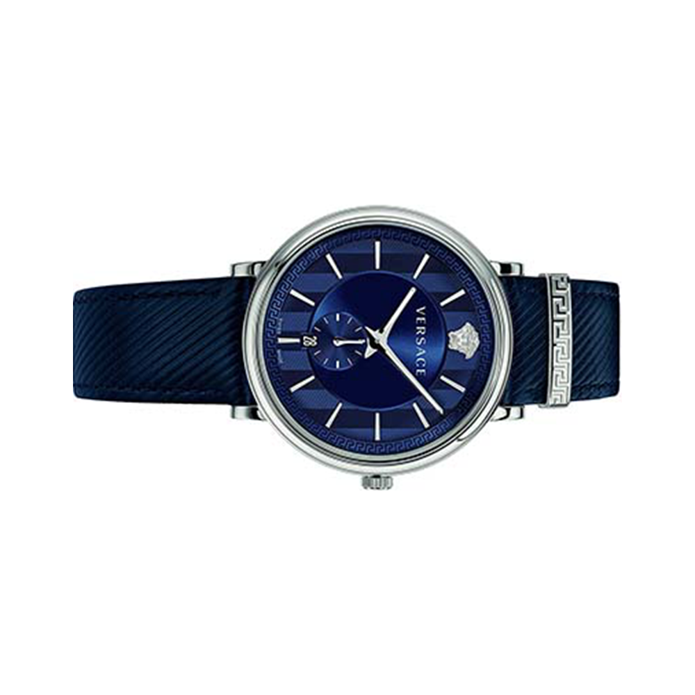 Versace Manifesto Quartz Blue Dial Blue Leather Strap Watch For Men - VBQ01017 Buy Now By Versace