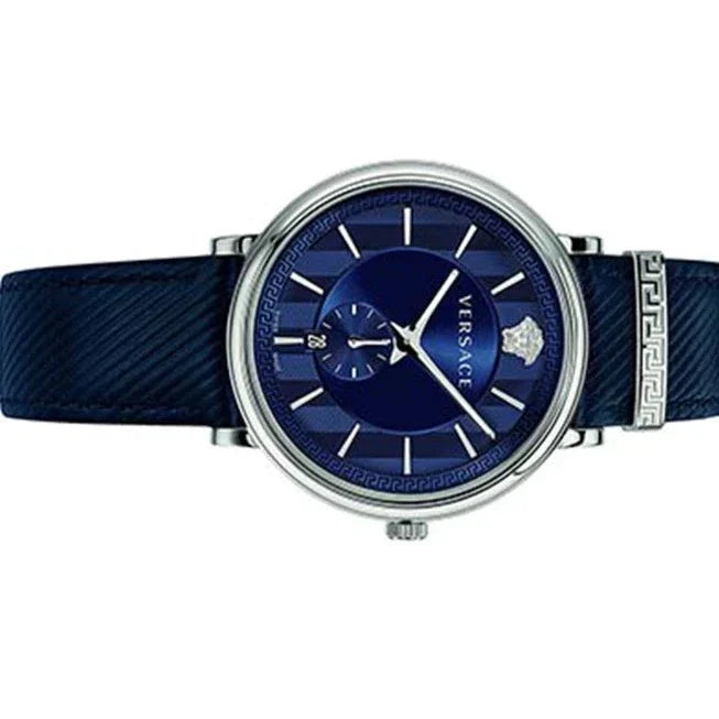 Versace Menifesto Quartz Blue Dial Blue Leather Strap Watch For Men - VBQ01017 Buy Now By Versace
