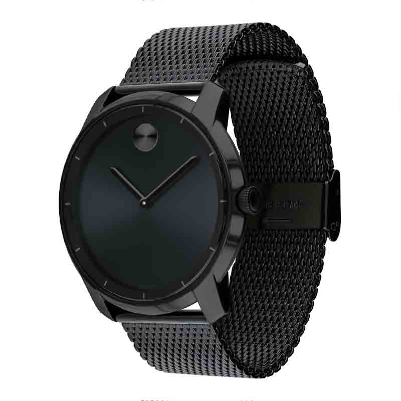 Movado Bold Black Dial Black Mesh Bracelet Watch For Men - 3600261 Buy Now By Movado