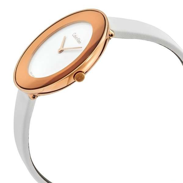 Calvin Klein Chic White Dial White Leather Strap Watch for Women - K7N236K2 Buy Now By Calvin Klein