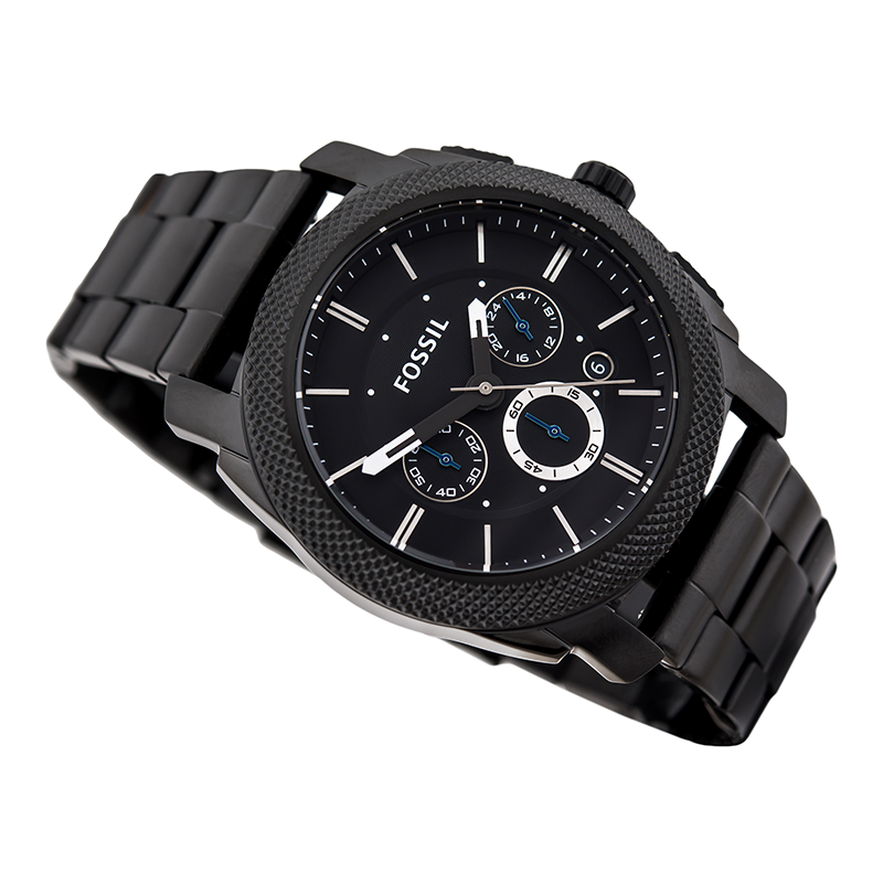 Fossil Machine Chronograph Black Dial Black Steel Strap Watch for Men - FS4552 Buy Now By Fossil