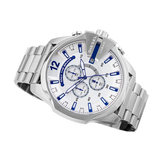 Diesel Mega Chief Chronograph White Dial Silver Steel Strap Watch For Men - DZ4477 Buy Now By Diesel