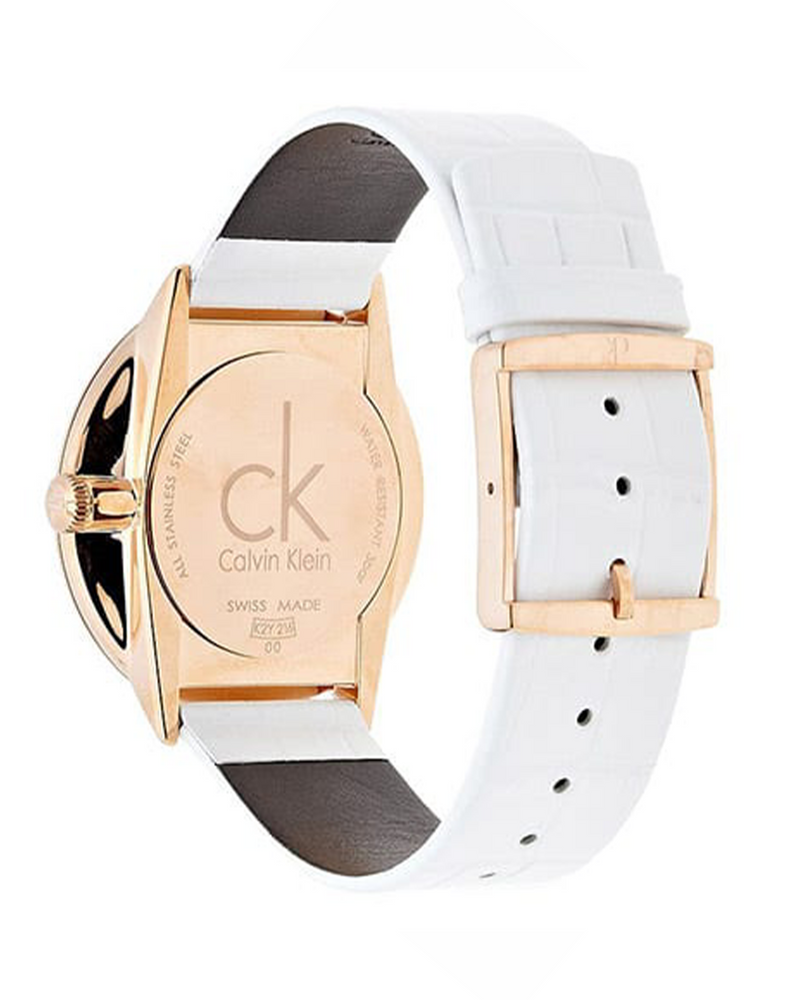 Calvin Klein Skirt Chronograph White Dial White Leather Strap Watch for Women - K2U296L6 Buy Now By Calvin Klein