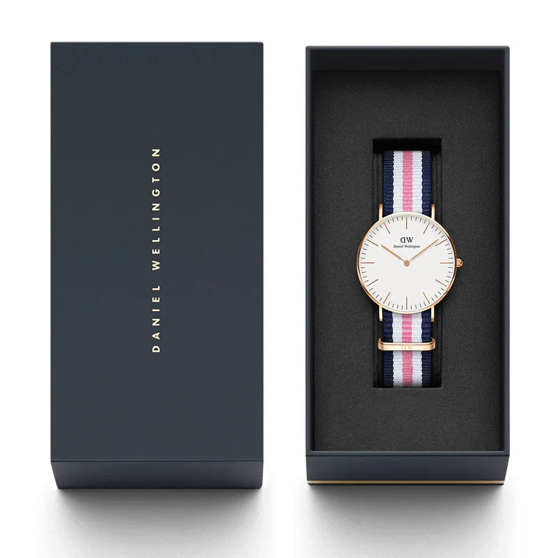 Daniel Wellington Classic South Hampton White Dial Two Tone Nylon Strap Watch For Women - DW00100034 Buy Now By Daniel Wellington