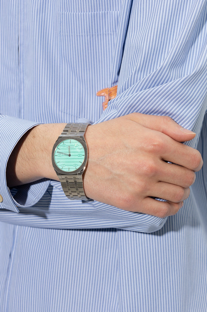 Gucci 25H Quartz Turquoise Dial Silver Steel Strap Watch For Women - YA163409 Buy Now By Gucci