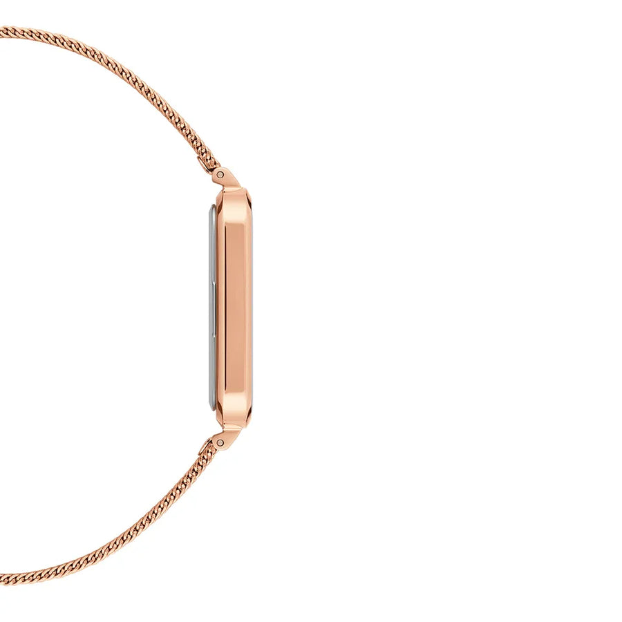 Daniel Wellington Quadro Pressed Melrose White Dial Rose Gold Mesh Strap Watch For Women - DW00100465 Buy Now By Daniel Wellington