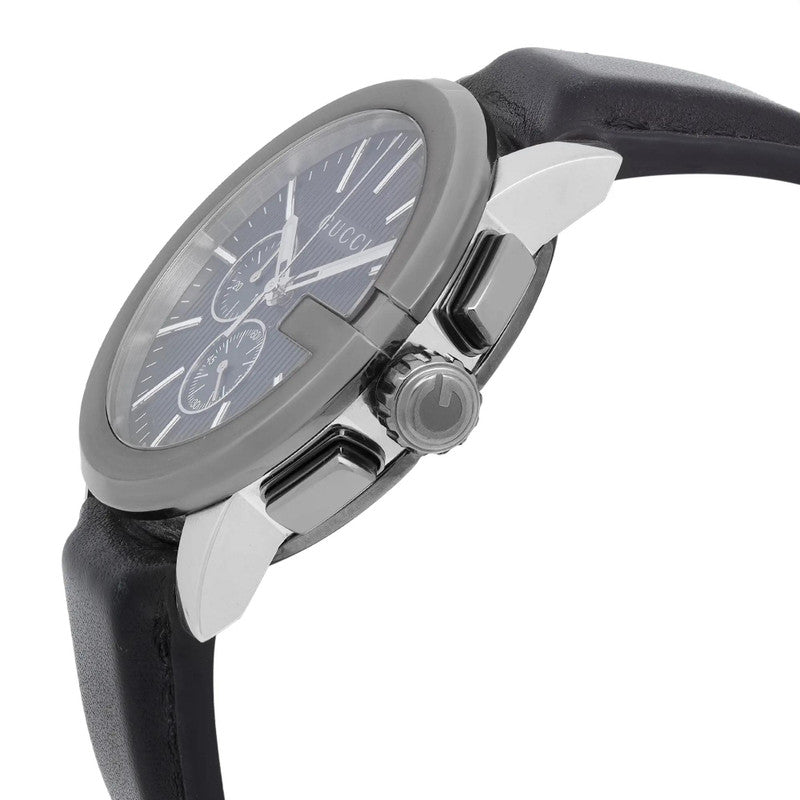 Gucci G Chrono Black Dial Black Leather Strap Watch For Men - YA101205 Buy Now By Gucci