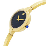 Movado Bela Black Dial Gold Steel Strap Watch For Women - 0606999 Buy Now By Movado