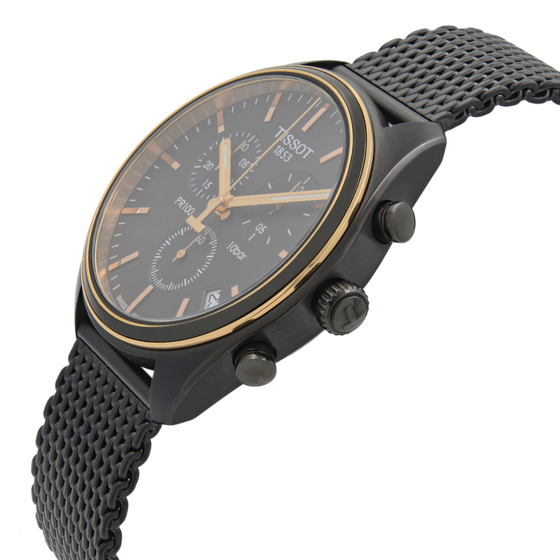 Tissot T Classic PR 100 Chronograph Anthracite Black Dial Black Mesh Bracelet Watch For Men - T101.417.23.061.00 Buy Now By Tissot