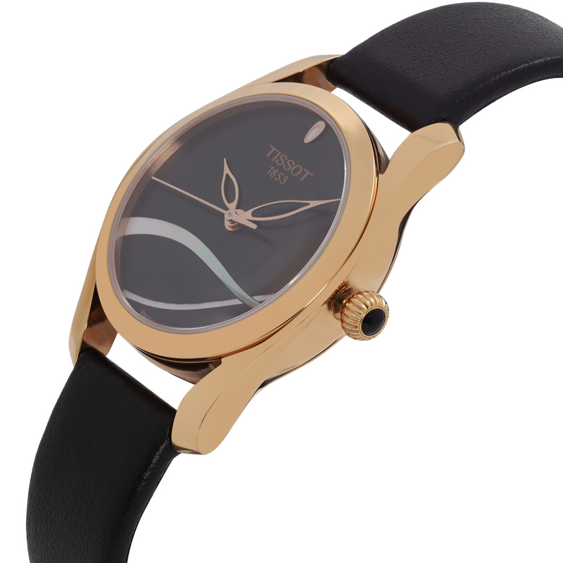 Tissot T Wave Black Dial Black Leather Strap Watch For Women - T112.210.36.051.00 Buy Now By Tissot