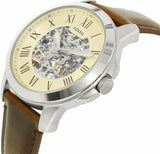 Fossil Grant Automatic Beige Skeleton Dial Brown Leather Strap Watch for Men - ME3099 Buy Now By Fossil