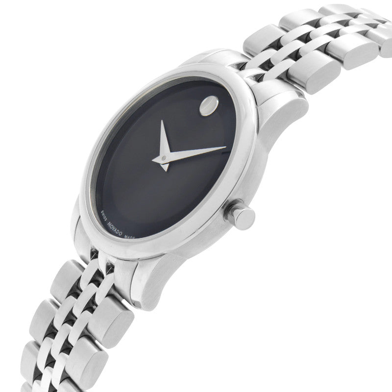Movado Museum Classic Black Dial Silver Steel Strap Watch For Women - 0606505 Buy Now By Movado