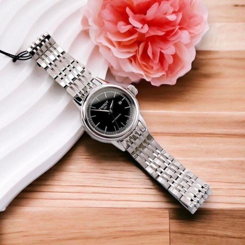 Tissot Carson Automatic Black Dial Silver Steel Strap Watch For Women - T085.207.11.051.00 Buy Now By Tissot