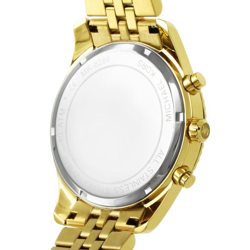 Michael Kors Lexington Chronograph Black Dial Gold Steel Strap Watch for Men - MK8286 Buy Now By Michael Kors