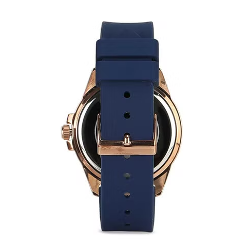 Guess Frontier DIamonds Gold Dial Blue Rubber Strap Watch For Women - W1160L3 Buy Now By Guess