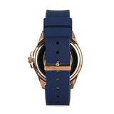 Guess Frontier DIamonds Gold Dial Blue Rubber Strap Watch For Women - W1160L3 Buy Now By Guess