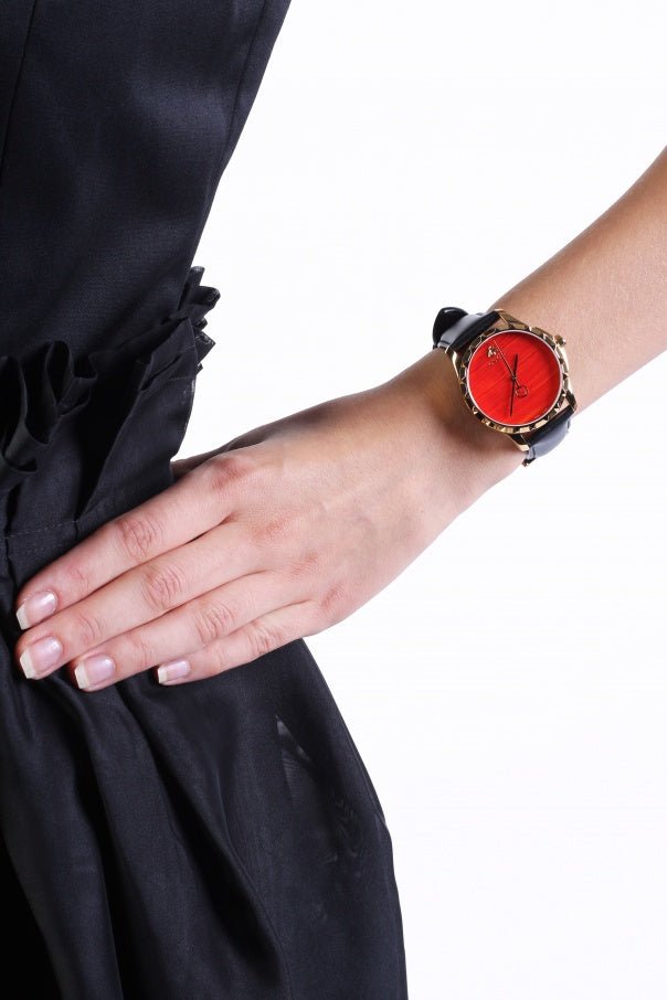 Gucci G Timeless Coral Red Dial Black Leather Strap Watch For Men - YA126464 Buy Now By Gucci