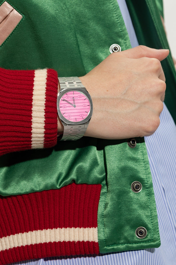 Gucci 25H Quartz Pink Dial Silver Steel Strap Watch for Women - YA163410 Buy Now By Gucci