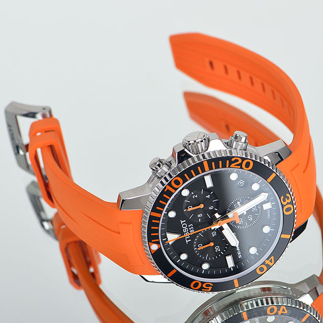 Tissot Seastar 1000 Chronograph Black Dial Orange Rubber Strap Watch For Men - T120.417.17.051.01 Buy Now By Tissot