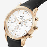 Daniel Wellington Iconic Chronograph Sheffield White Dial Black Leather Strap Watch For Men - DW00100646 Buy Now By Daniel Wellington