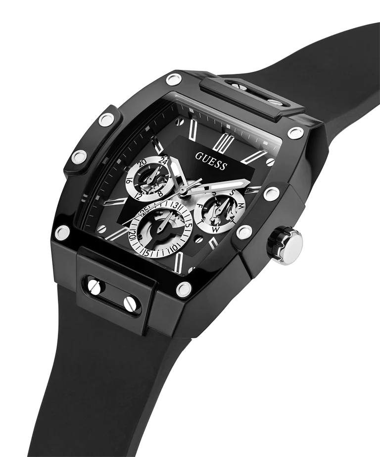 Guess Phoenix Multifunction Black Dial Black Rubber Strap Watch for Men - GW0203G3 Buy Now By Guess