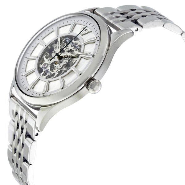 Emporio Armani Meccanico Skeleton Silver Dial Silver Steel Strap Watch For Men - AR1945 Buy Now By Emporio Armani