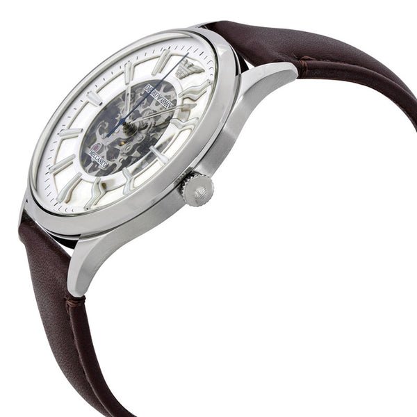 Emporio Armani Meccanico White Dial Brown Leather Strap Watch For Men - AR1946 Buy Now By Emporio Armani