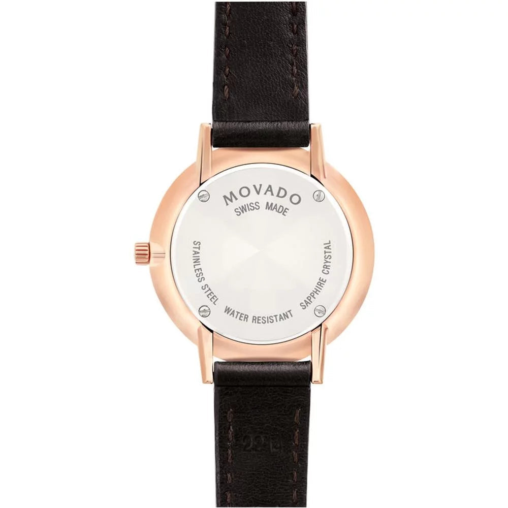 Movado Ultra Slim White Dial Brown Leather Strap Watch For Women - 0607096 Buy Now By Movado
