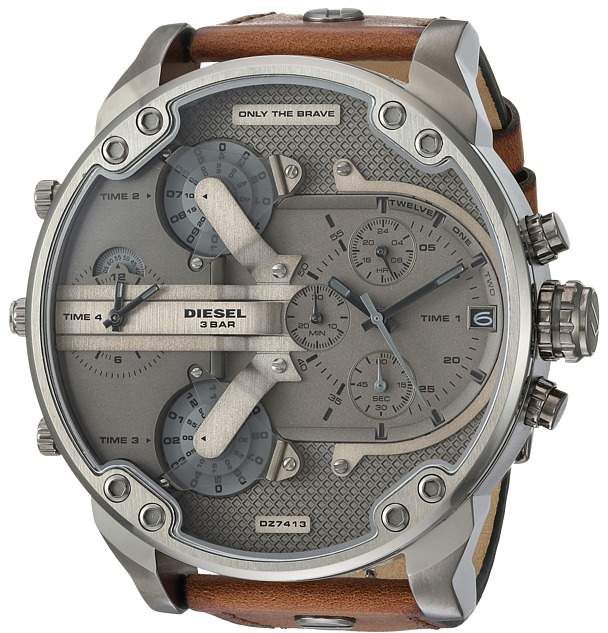 Diesel Mr Daddy Chronograph Grey Dial Brown Leather Strap Watch For Men - DZ7413 Buy Now By Diesel