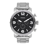 Fossil Nate Chronograph Black Dial Silver Steel Strap Watch for Men - JR1353 Buy Now By Fossil
