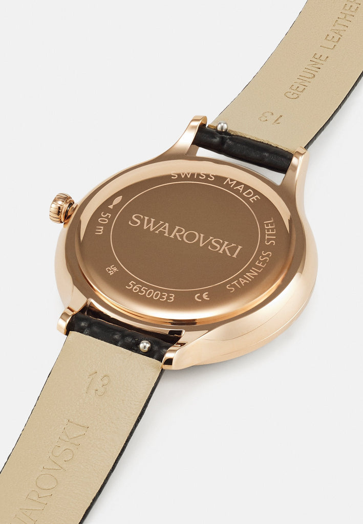 Swarovski Octea Nova Black Dial Black Leather Strap Watch for Women - 5650033 Buy Now By Swarovski