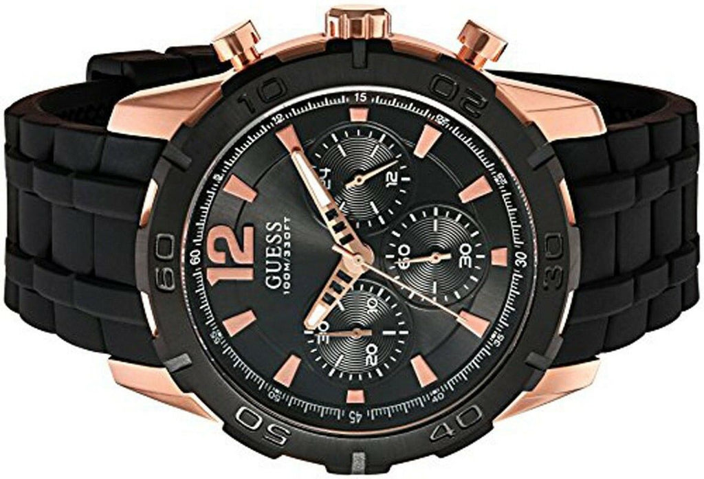 Guess Caliber Chronograph Black Dial Black Rubber Strap Watch for Men - W0864G2 Buy Now By Guess