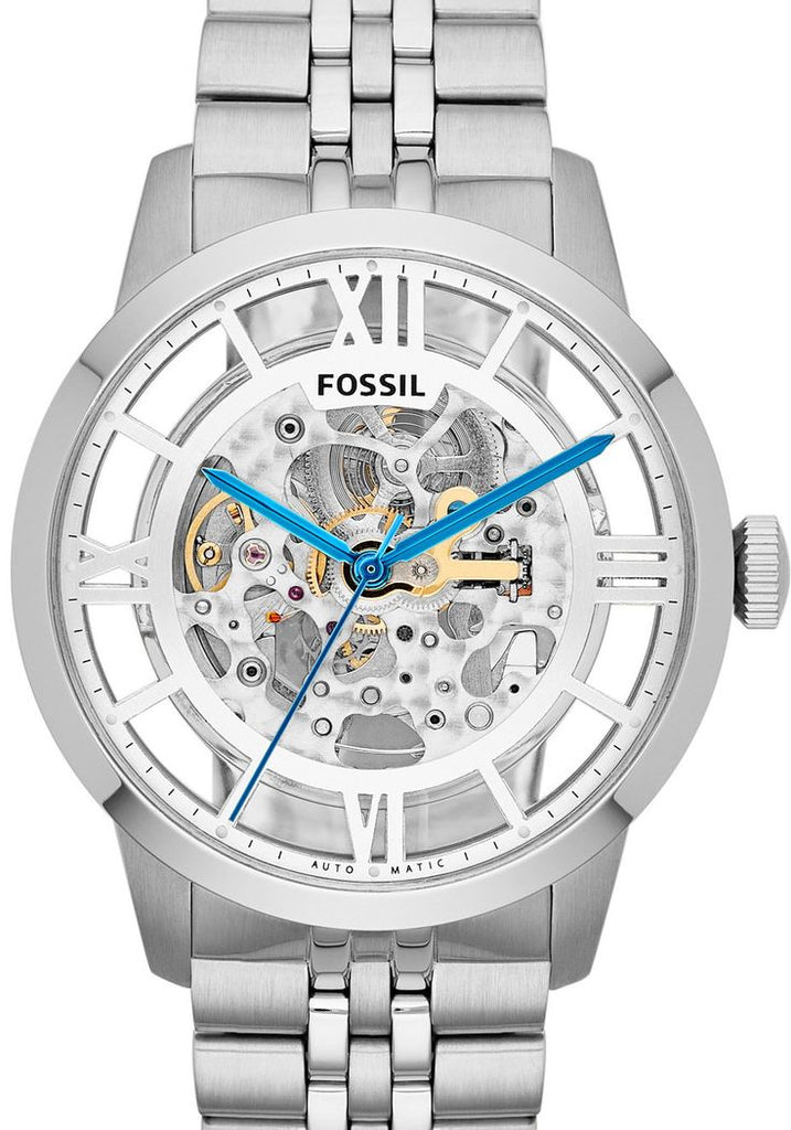 Fossil Townsman Automatic Skeleton Silver Dial Silver Steel Strap Watch for Men - ME3044 Buy Now By Fossil