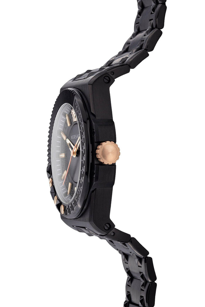 Versace Chain Reaction Quartz Black Dial Black Steel Strap Watch for Men - VEDY00719 Buy Now By Versace