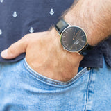 Daniel Wellington Classic Sheffield Black Dial Black Leather Strap Watch For Men - DW00100133 Buy Now By Daniel Wellington