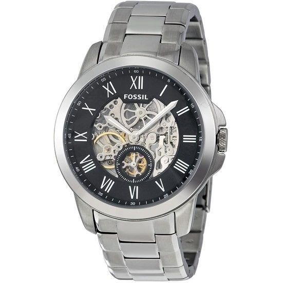 Fossil Grant Skeleton Black Dial Silver Steel Strap Watch for Men - ME3055 Buy Now By Fossil